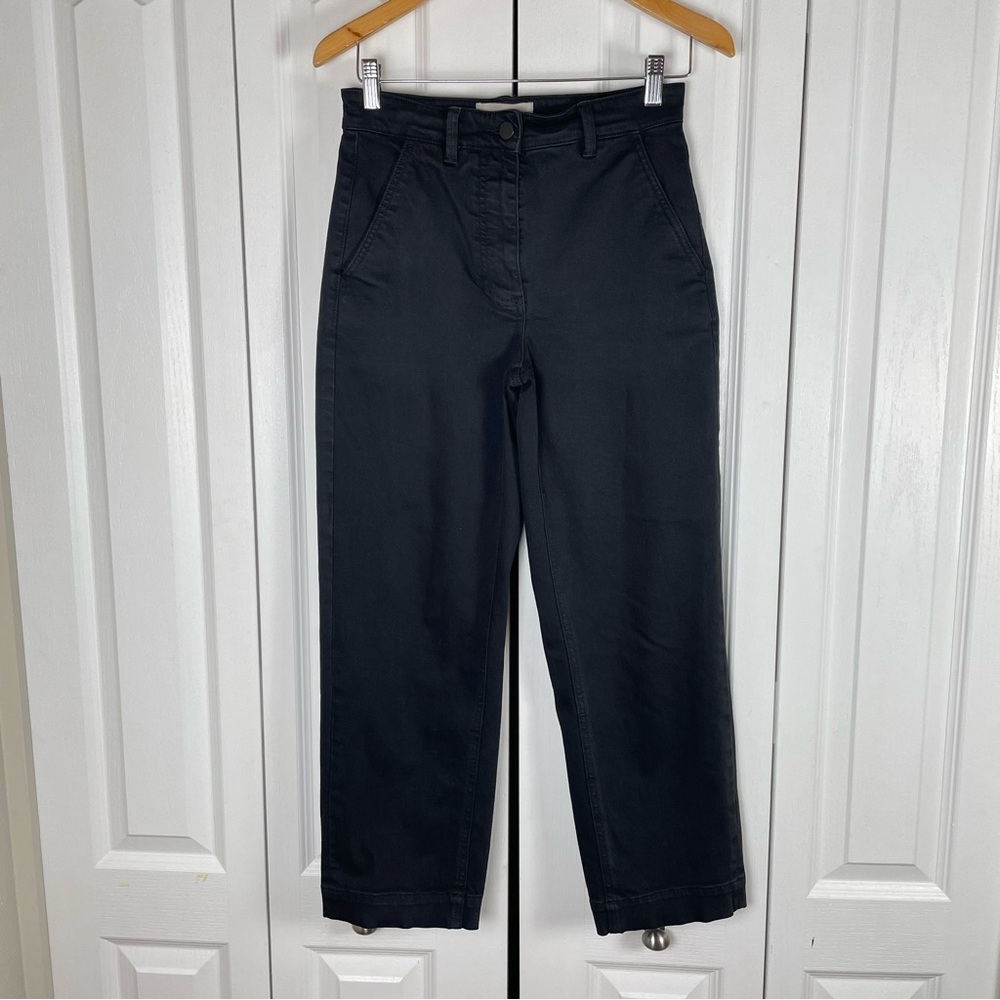 Everlane Cropped Straight Leg Pants Womens 2 Regular Black Corporate Preppy Chic - Picture 2 of 16
